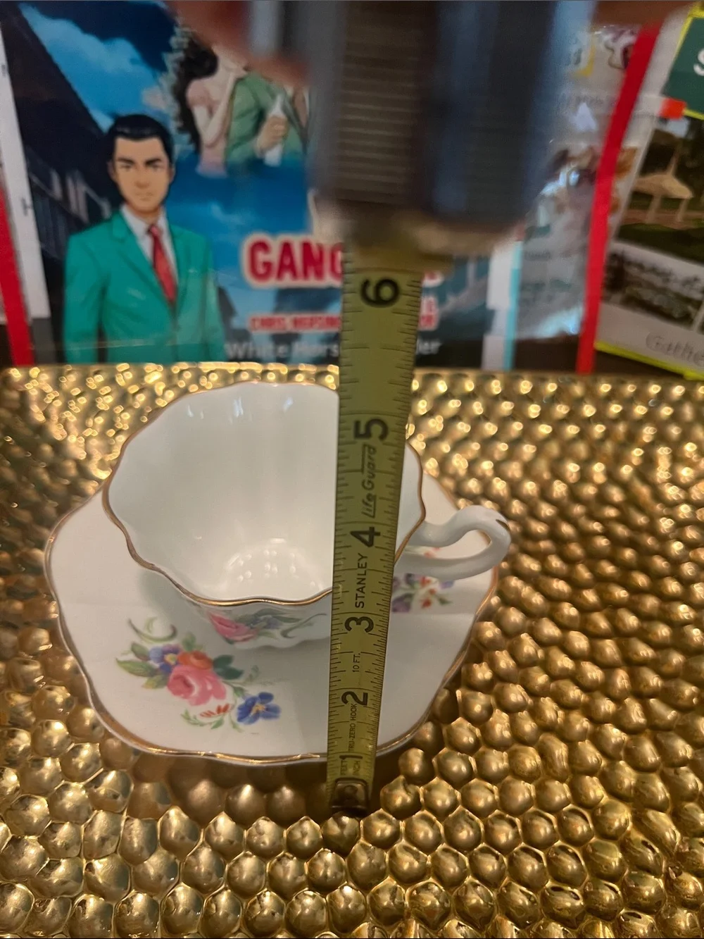 #2990**White Floral China Tea Cup and Saucer W/Gold Trim-Home Party Supplies